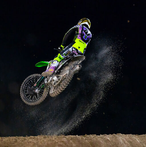 Levi Kitchen taking a dirt jump